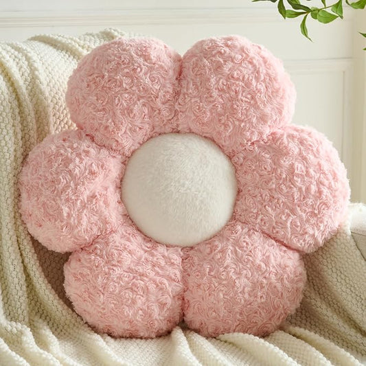 Flower Pillows, Decorative Throw Pillow with Soft Plush for Couch, Flower Shaped Pillow Home Decor Daisy Pillow for Bed (Pink, 19.6 Inches)