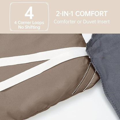 MUXHOMO Queen Comforter Set, All Season Ultra Soft Down Alternative Bedding - 3 Piece Lightweight Bed Set Includes 1 Comforter (90"x90") and 2 Pillow Shams (20"x26"), Brown