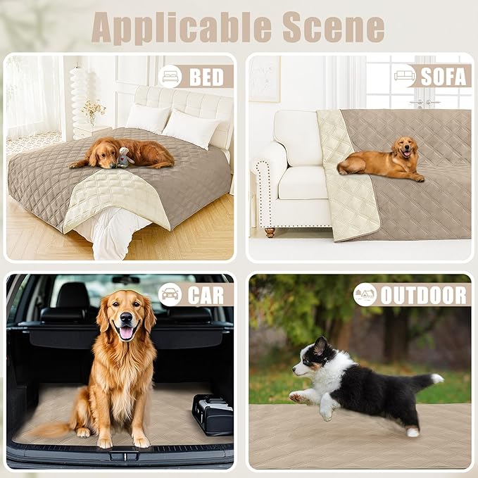 Smiry Waterproof Dog Bed Cover Blanket 30x53, Soft Reversible Pet Blanket, Washable Leakproof Cats Dogs Couch Cover for Sofa, Couch, Furniture, Taupe/Beige