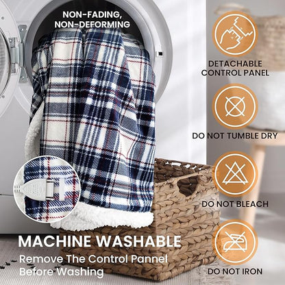 Heated Blanket Electric Throw-50''x60''Ultra Soft Cozy Plaid Flannel Fast Heating Electric Blanket with 10 Heat Levels & 10 Hours Auto Off, ETL Certified, Keep Warm in Home Office (Tartan)