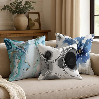 Americanflat 18x18 Throw Pillow with Sewn-in Insert - All-in-One Decorative Pillows - No Cover Needed - Soft and Durable Cushion for Bed or Sofa - Polyester - Black and White