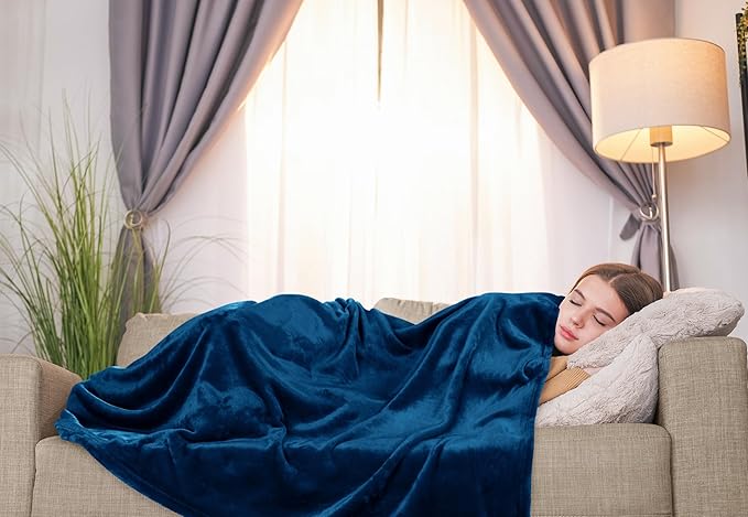 Utopia Bedding Fleece Blanket Throw XL Size Navy 300GSM Luxury Anti-Static Fuzzy Soft Microfiber Blanket for Couch, Sofa and Bed (70x50 Inch)