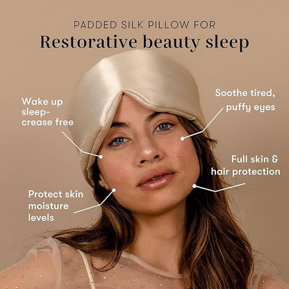 DROWSY Silk Sleep Mask - Face-Hugging, Padded Cocoon for Luxury Sleep in Total Darkness - 100% Pure Mulberry Silk (La Vie En Rouge)