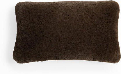 UnHide Squish Lumbar Pillow - Faux Fur Pillow - Extra Soft Throw Pillow - Rectangular Shaped, Polyester Fill - Machine Washable - Perfect for Living Room Or Bedroom - 10” x 18” - Chocolate