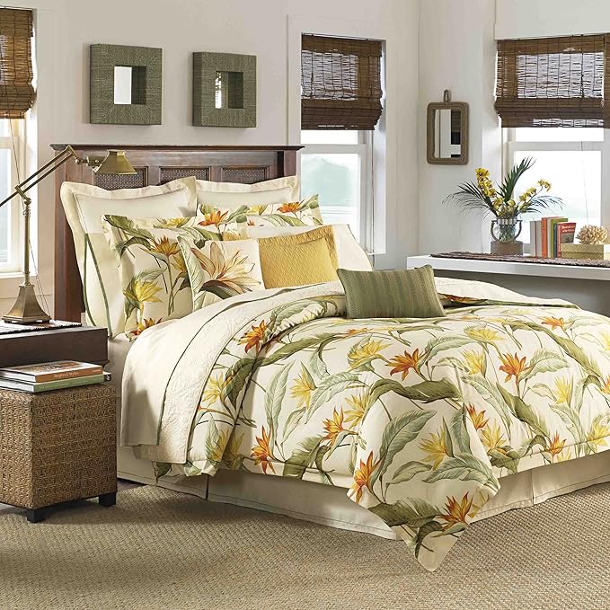 Tommy Bahama - Throw Pillow, Ideal for Bed or Couch, Tropical Design, Cozy Home Essentials (Birds of Paradise Orange, 20" x 20")