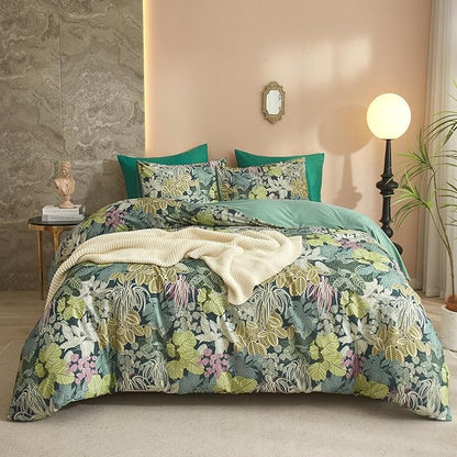 HighBuy Twin XL Comforter Set Green Leaves Cottagecore Bedding Comforter for Kids College Bedding Set 3 Piece,Women Girls Topical Botanical Quilts Garden Comforter with 2 Pillowcases