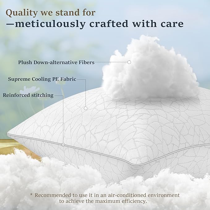 COZSINOOR Bed Pillows Queen Size - Breathable Premium Down Alternative Pillows Set of 2 for Side, Back, and Stomach Sleepers Hotel Quality Fluffy Soft Microfiber Fill Skin-Friendly