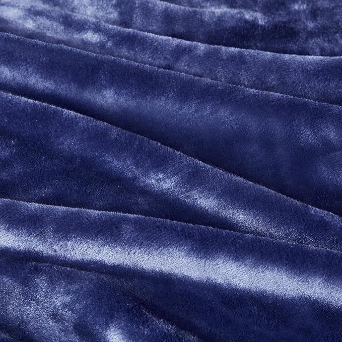 Basics Throw Blanket, Ultra-Soft Flannel Fleece Blanket, Lightweight Cozy for Couch Sofa Bedroom, Fade-Resistant Fabric, 50 x 60 Inches, Navy