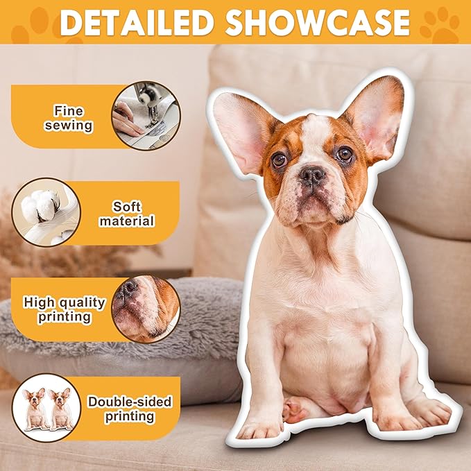 LOVELYPOD Personalized Pet Photo Pillow, Custom Dog Picture Pillow, Pet Lover Gifts, Custom Cat Cushion Pillows, Personalized Photo Gift, Cat Mom Gifts