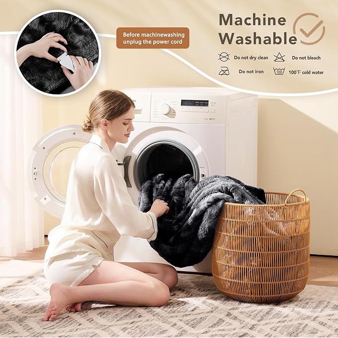 Homemate Electric Heated Blanket Full Size - 72"x84" Heating Blanket Full Size 1/2/4/6/8 Hours Auto-Off 10 Heat Level Over-Heat Protection Luxury Faux Fur Sherpa ETL Certification