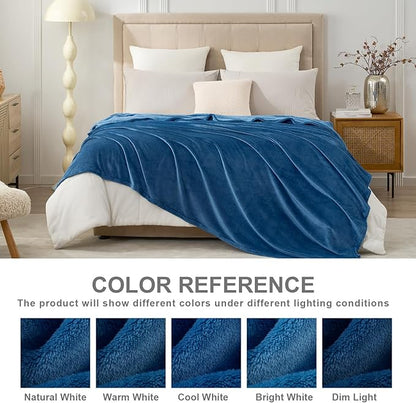 Hansleep Fleece Mineral Blue Full Blanket, Super Soft Flannel Fuzzy Plush Cozy Blanket for All Seasons, Mineral Blue, Full 84x90 Inches