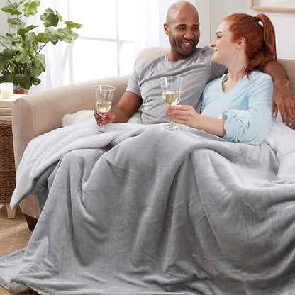 Genteele Sherpa Throw Blanket Super Soft Reversible Ultra Luxurious Plush Blanket, 60 x 80 inches, Silver/White