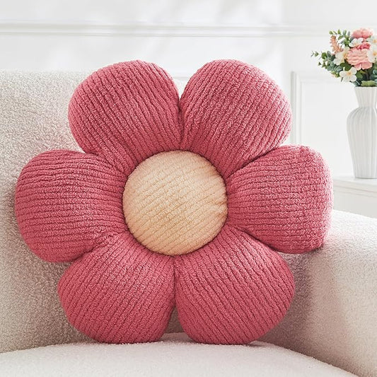 Flower Throw Pillow,Peach Pink Flower Shaped Pillow Decorative Throw Pillows for Sofa, Couch,Bed,15.7'' Soft Daisy Pillow Floor Seating Cushion for Home Decor