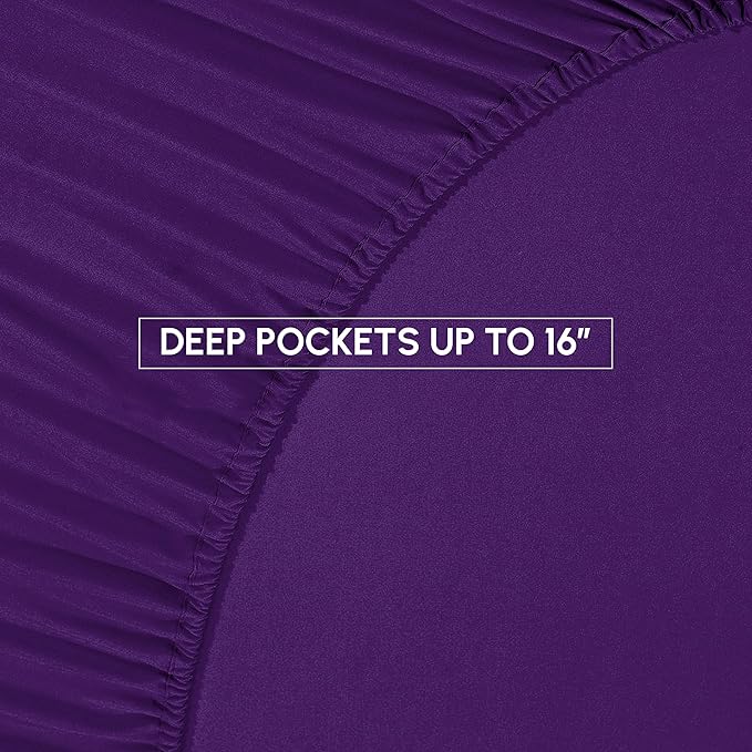 Elegant Comfort 8-Piece Pinch Pleated Comforter Set - All Season Complete Bed in a Bag, Includes 4pc Smart Sheet Set, Bed Skirt, Comforter, Matching Pillowcases and Shams, Twin/Twin XL, Purple