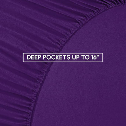 Elegant Comfort 8-Piece Pinch Pleated Comforter Set - All Season Complete Bed in a Bag, Includes 4pc Smart Sheet Set, Bed Skirt, Comforter, Matching Pillowcases and Shams, Twin/Twin XL, Purple