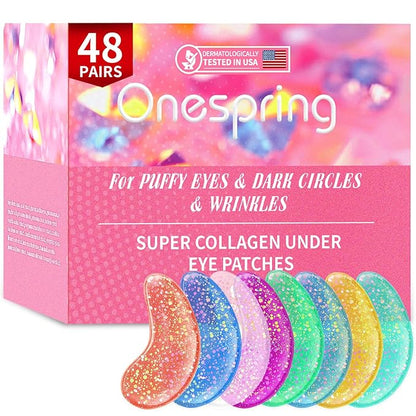 Eye Masks (48 Pairs) - Face Masks Skincare, Undereye Patches for Puffy Eyes, Dark Circles, Wrinkles, Collagen Eye Gels for Bridesmaid - Gifts for Women, Bachelorette Party Favors