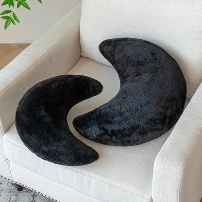 Moon Pillow, Decorative Throw Pillows with Soft Faux Rabbit for Bed Couch, Moon Shaped Pillows Plush Floor Cushions Room Decor Pillow for Sofa Bedroom Living Room