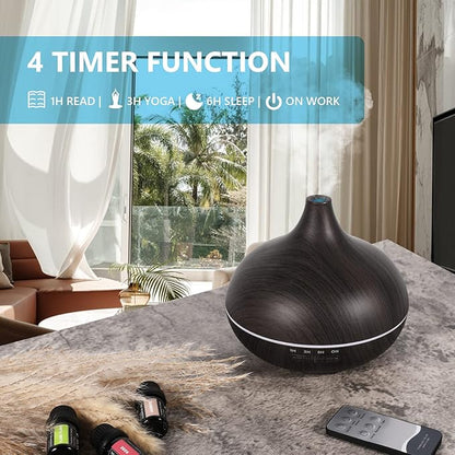 SACATR Aroma Diffiser with Essential Oils Set, 550 ML Essential Oil Diffuser with Remote, Ultrasonic Technology Aromatherapy Diffusers Auto Shut-Off for Office, Home