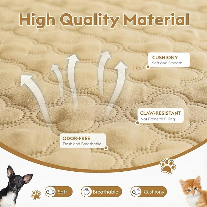 Waterproof Dog Blanket, Couch Cover for Dogs Washable, Reversible Dog Bed Cover, Couch Furniture Protector. (Dark＆Light Beige, 30 X 53 Inch - 1 Pack)