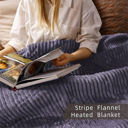 Heated Blanket Queen Size 84"x90",ETL Certification-10 Heating Levels Electric Blanket&1-10 Hour Auto Off,Heating Blanket with Dual Controller(Purple)