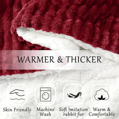 Electric Blanket Heated Full Blanket, Super Soft Flannel & Sherpa Electric Full Blanket with 6 Fast Heating Levels, 10 Hours Auto Off & OverHeat Protection, Machine Washable, 72'' X 84'', Red