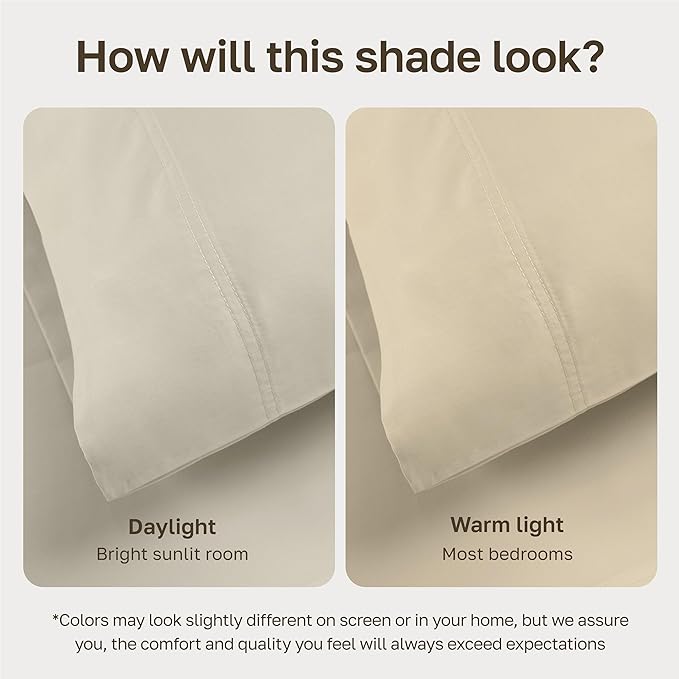 California Design Den Queen Size Sheet Set - Luxury 600 Thread Count Sateen, 100% Cotton Sheets, Deep Pockets, All Around Elastic for a Snug Fit, Hotel Quality Bedding Set - Ivory (Warm Cream)