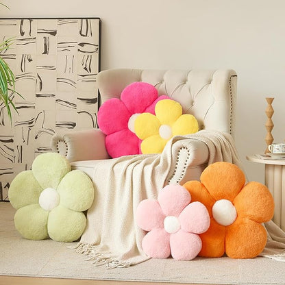 Zlgkjk Flower Pillow, Decorative Throw Pillows with Soft Plush for Couch Bed, Cute Daisy Pillow Cushion Home Decor Floral Throw Pillow (Pink, 14.9 Inches)