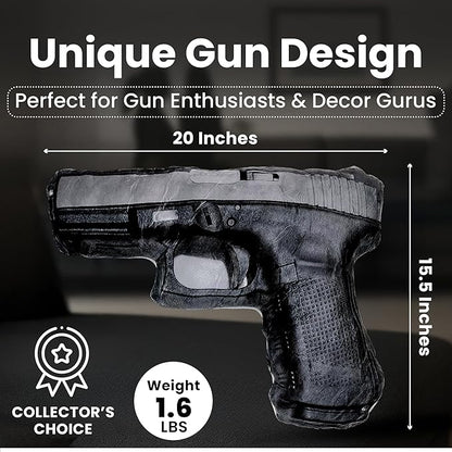 Caliber Gourmet Hug Soft Tactical Automatic Handgun Throw Pillow | Cotton Plush Stuffed Decorative Pillow with Soft Cushion, Men's Apartment Decor Aesthetic, Loved by Military Personnel, Veterans