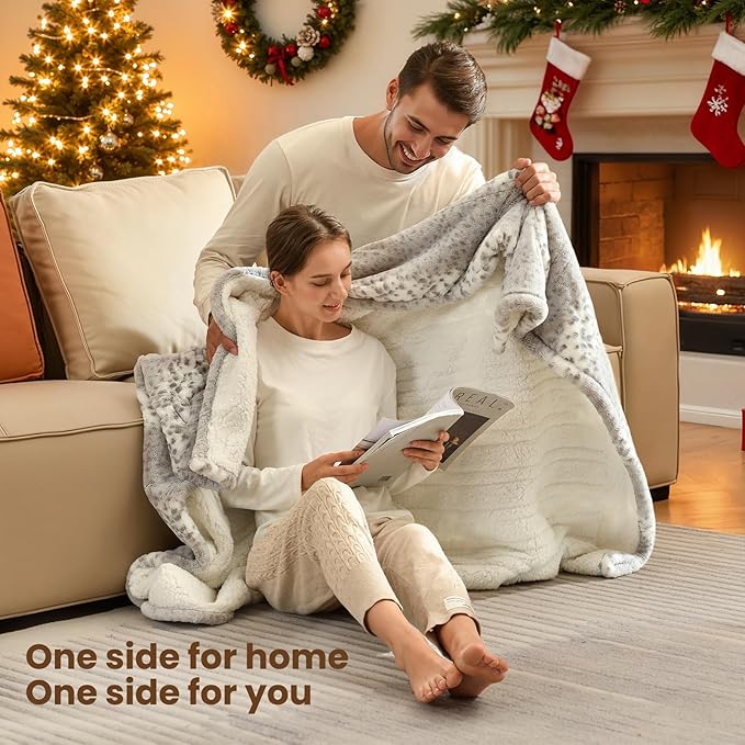 Bearhug Electric Heated Throw Blanket 50" x 60", Reversible Faux Fur & Sherpa, 6 Heating Levels & 4H Auto Off, Over-Heat Protect, ETL Certification, Machine Washable