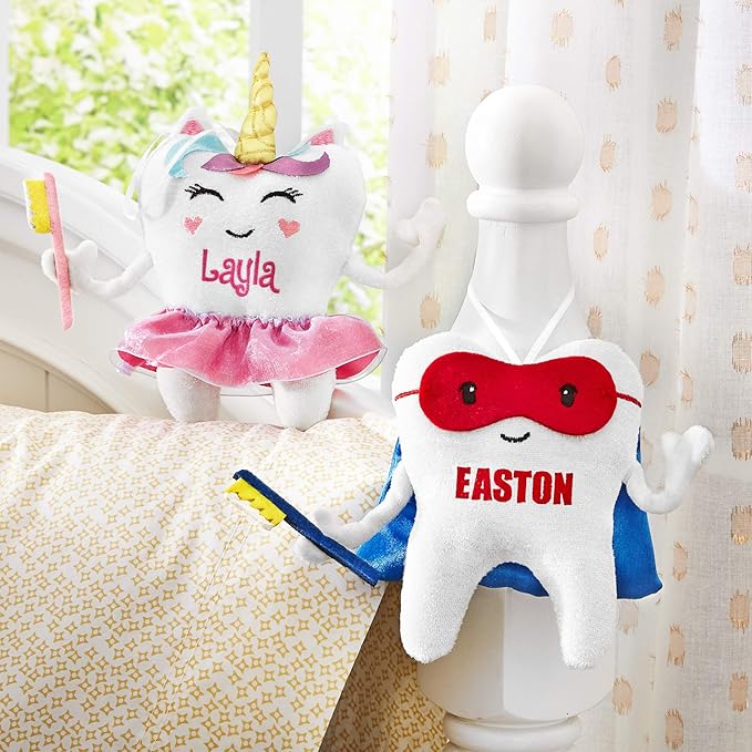 Let's Make Memories Personalized Tooth Fairy Pillow - Unicorn Design - Tooth Fairy Pillow - Customize with Any Name - 5" W x 6" H