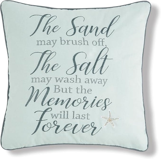 C&F Home "The Sand May Brush Off Cotton Blend Embroidered Accent Throw Pillow 18" x 18" Beach House Coastal Nautical Summer Starfish Home Living Room Sofa Couch Chair Bed Bedroom Beach House Decor