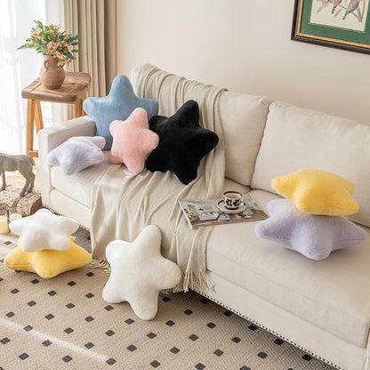 Star Pillow, Decorative Throw Pillow with Plush for Couch, Cute Decor Pillows for Bed, Aesthetic Star Shaped Pillow Fun Cushion for Sofa Living Room (Goose Yellow, 19.6 Inches)