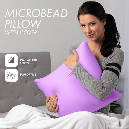 PILLOWY 24" x 24" Throw Pillow - Purple: 1 PCS Luxurious Premium Microbead Pillow with 85/15 Nylon/Spandex Fabric. Forever Fluffy, Outstanding Beauty & Support. Silky, Soft & Beyond Comfortable