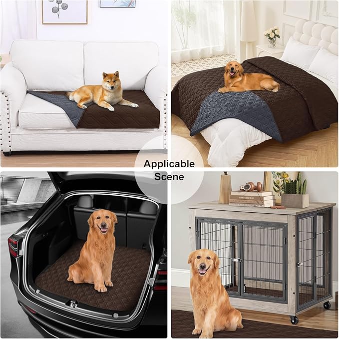 Smiry Reversible Waterproof Couch Covers for Sofa, Washable Dogs Couch Covers for 3 Cushion Sofa Pet Friendly, Water Resistant Furniture Protector Slipcover, Geometric (30"x70", Chocolate/Dark Grey)