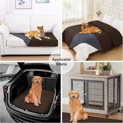 Smiry Reversible Waterproof Couch Covers for Sofa, Washable Dogs Couch Covers for 3 Cushion Sofa Pet Friendly, Water Resistant Furniture Protector Slipcover, Geometric (30"x53", Chocolate/Dark Grey)