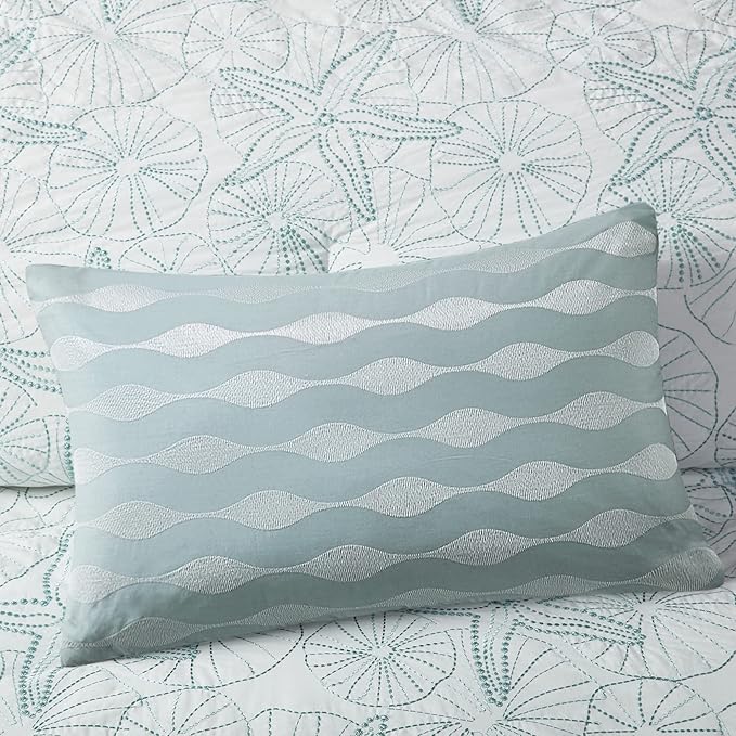 Harbor House Modern Design Decorative Pillow Hypoallergenic Sofa Cushion Lumbar, Back Support, Oblong 12" x 20", Maya Bay, Cotton Blue