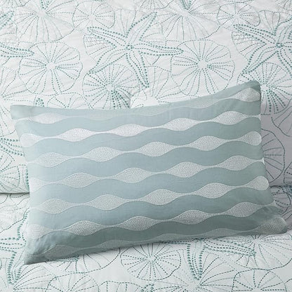 Harbor House Modern Design Decorative Pillow Hypoallergenic Sofa Cushion Lumbar, Back Support, Oblong 12" x 20", Maya Bay, Cotton Blue