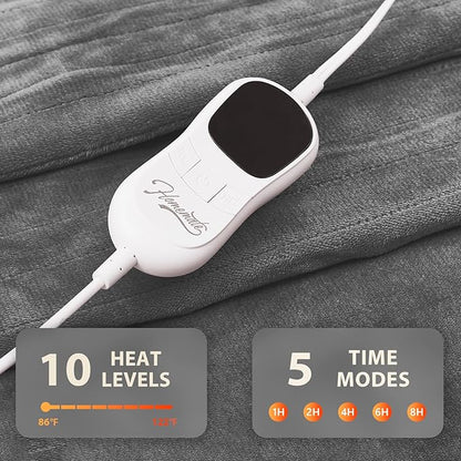 Homemate Electric Heated Blanket Full Size - 72"x84" Heating Blanket Full Size 1/2/4/6/8 Hours Auto-Off 10 Heat Level Over-Heat Protection Flannel Sherpa ETL Certification