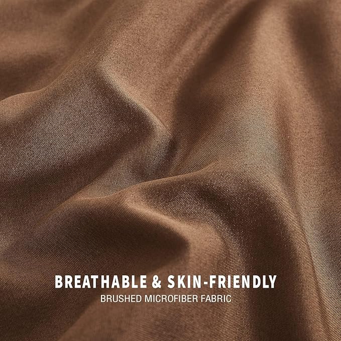 Exclusivo Mezcla Lightweight Reversible Queen Size Comforter Set, Down Alternative Comforter with 2 Pillow Sham, Queen Size Bedding Set for All Seasons, Brown/Khaki