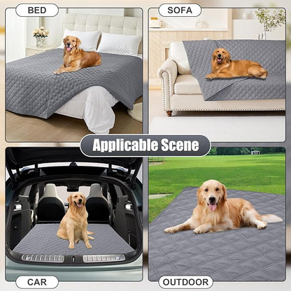 Smiry Waterproof Dog Bed Cover Pet Blanket, Soft Washable Dog Blanket for Furniture Bed Couch Sofa Reversible, Checkered (30"x70", Grey/Grey)