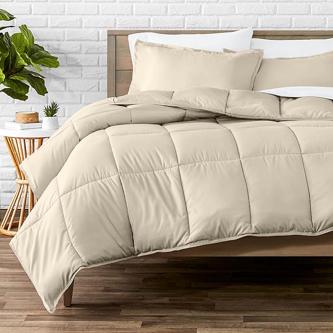 Bare Home Comforter Set - Oversized Queen Size - Ultra-Soft - Goose Down Alternative - Premium 1800 Series - All Season Warmth (Oversized Queen, Sand)