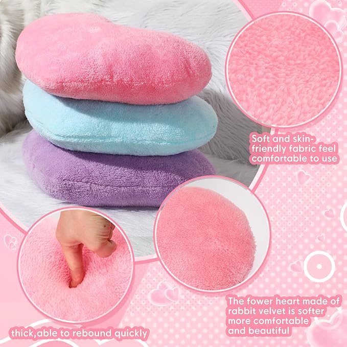 Unittype Heart Shaped Pillow Plush Cute Fluffy Cushion Heart Throw Pillow Decorative Back Cushions Women Gifts for Living Dining Room Bed Sofa, 15.75 Inch(Blue, Light Pink, Violet)