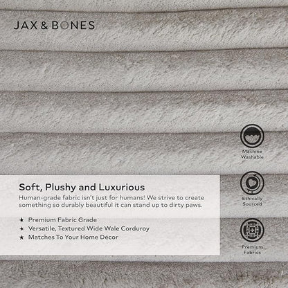 Jax & Bones Dog Bed Napper - Luna Grey Machine Washable Bed For Dogs - Extra Heavy Duty Bolstered Sides - Large Grey Dog Mat Beds | 40 x 32 Inches