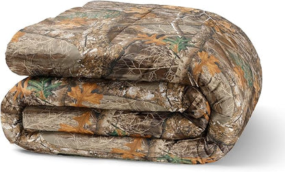 Northwest Realtree 4-Piece Twin Size Bed in a Bag Set, 1 Comforter, 1 Fitted Sheet, 1 Flat Sheet, 1 Pillowcase, All Seasons Bedding, Edge Camo