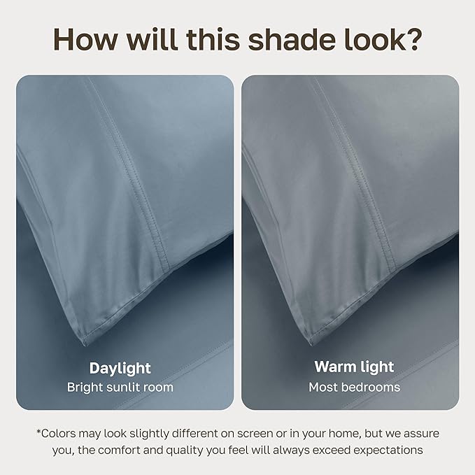 California Design Den 100% Egyptian Cotton King Size Bed Sheets Set - Certified Authentic Luxury, Soft and Durable Sateen, Deep Pocket King Egyptian Cotton Sheet Set - Blue Hydrangea
