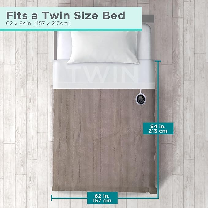 BLACK+DECKER Heated Blanket Electric Twin, Micro Plush Electric Blanket, Heating Blanket with 10 Heating Levels, 10H Timer, Auto Shutoff, Fast Heating (84x90 inches, Cream)