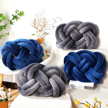 Sintuff Set of 2 Knot Pillow 14 x 16 Inch Soft Decorative Knotted Throw Pillow for Thanksgiving Couch Home Sofa Bedroom Decor to Add Comfort and Style(Deep Gray)