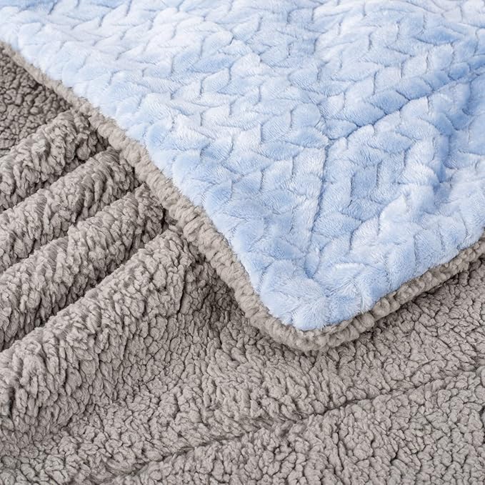 Fuzzy Blanket or Fluffy Blanket for Baby Girl or boy, Soft Warm Cozy Coral Fleece Toddler, Infant or Newborn Receiving Blanket for Crib, Stroller, Travel, Outdoor, Decorative (32" x 40", MD-Sky Blue)