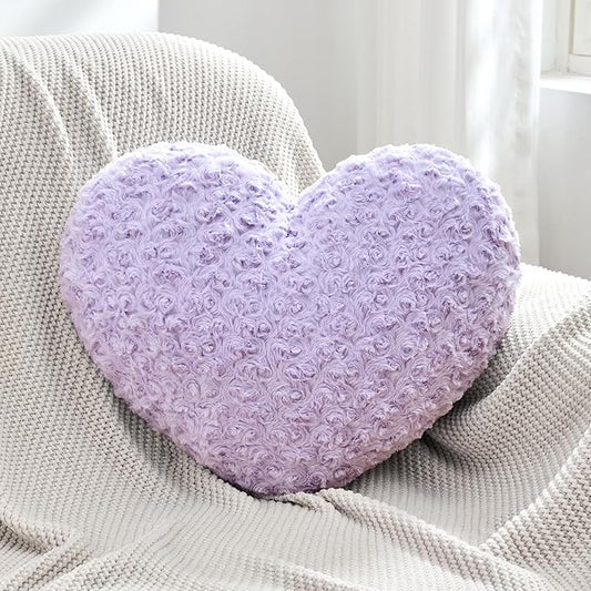 Heart Pillow Purple Throw Pillows, Soft and Fluffy Decorative Pillows for Bed Couch Chair, Cute Heart Shaped Room Decor for Valentine Anniversary Birthday Halloween Christmas (Small, 13"x10")