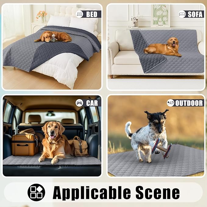 Smiry Waterproof Dog Bed Cover Blanket, Soft Reversible Pet Blanket, Washable Leakproof Cats Dogs Couch Cover for Sofa, Couch, Furniture (30x70 Inch, Grey/Dark Grey)